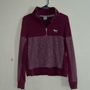 🎀Victoria's Secret PINK Maroon & Heathered Maroon Half-Zip Pullover🎀